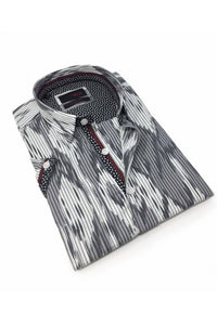 Eight X - Stripe And Melt Design Short Sleeve Shirt With Trim