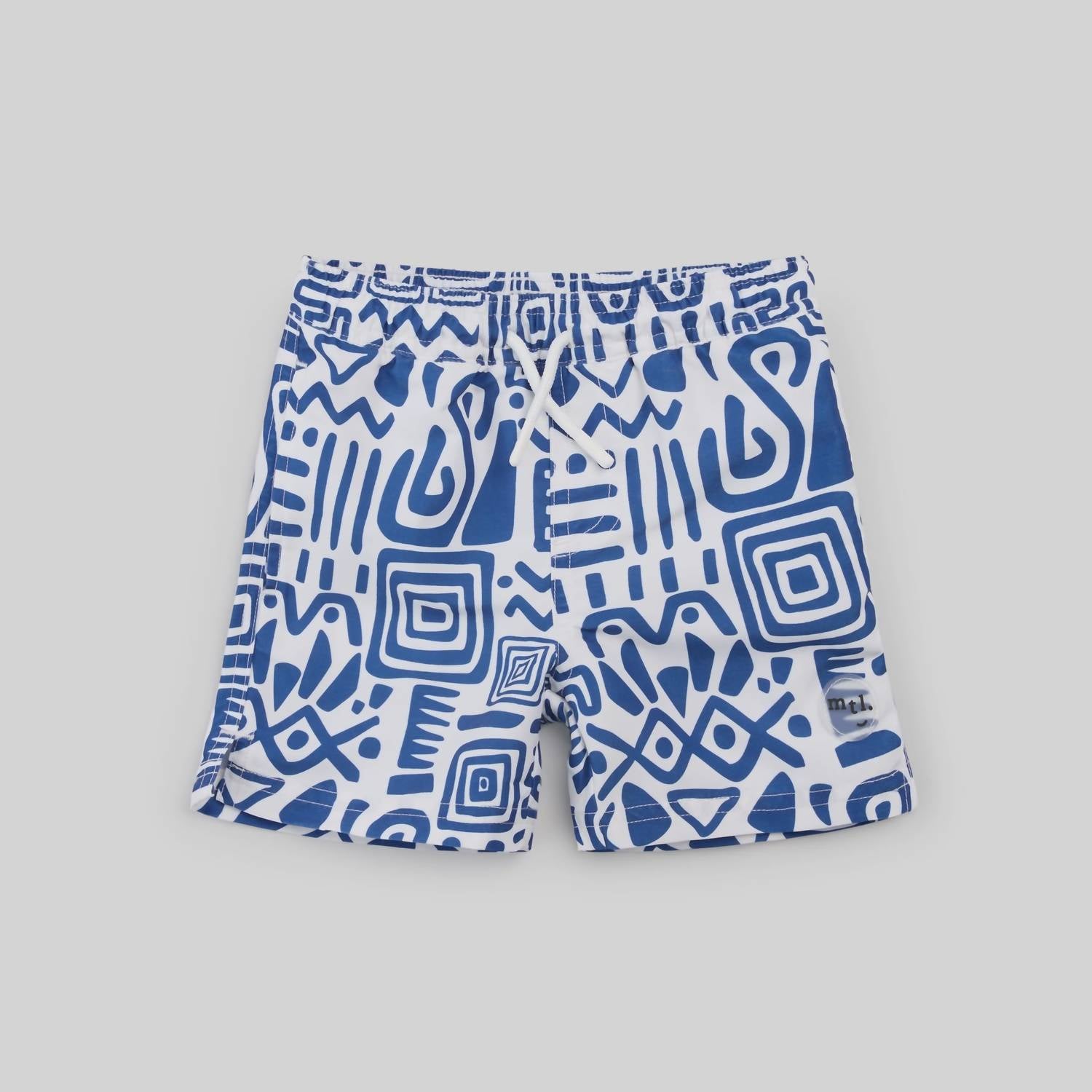 Miles Baby Boys Patterned Swimming Trunks in blue white - kids' item - detail view