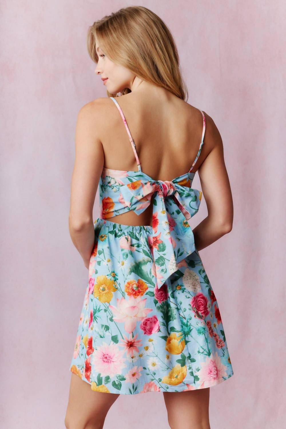 Peach Love - Blossom Back Bow Dress