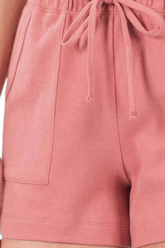 Zenana - Cotton Drawstring Shorts