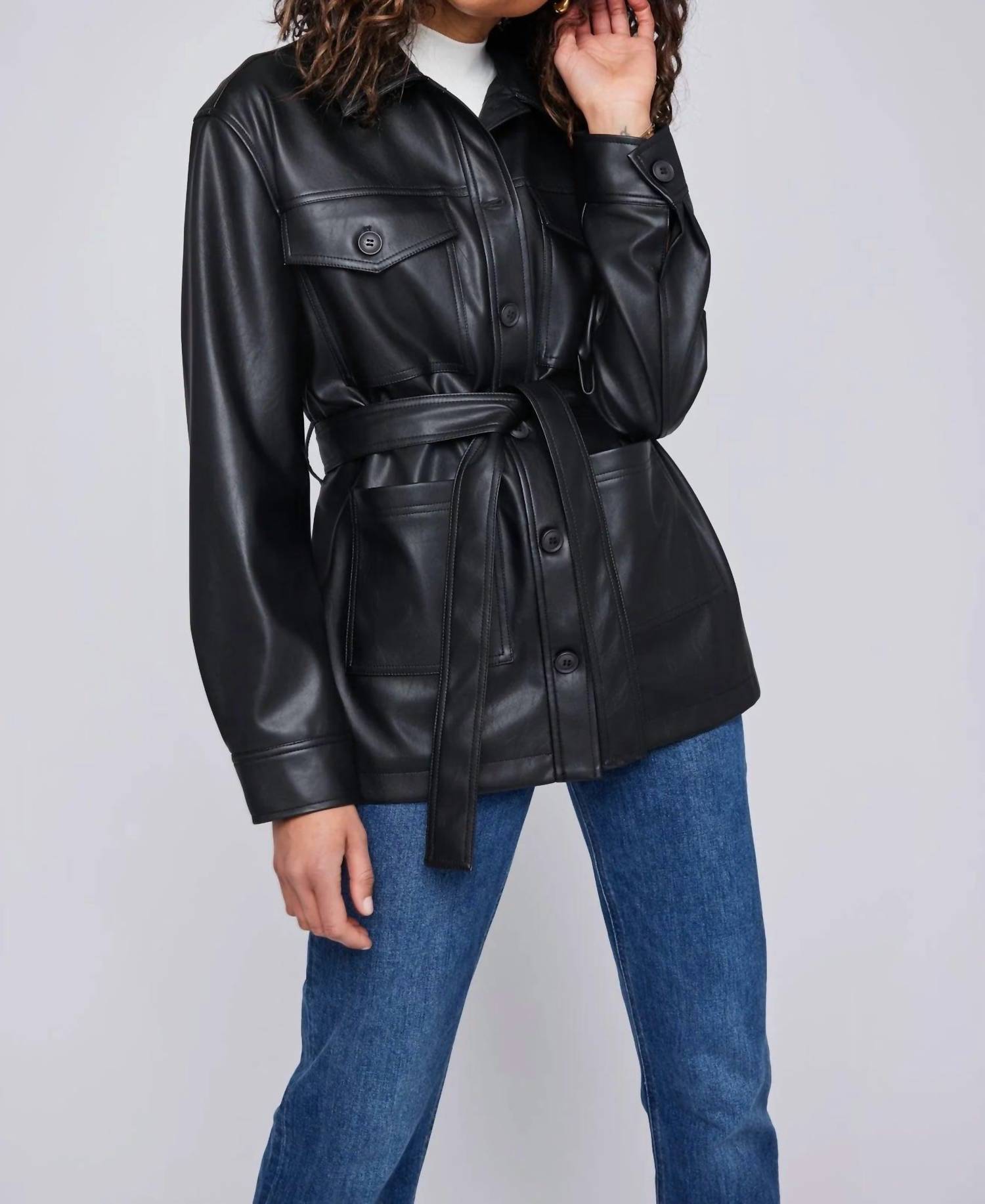 Gentle Fawn - Grenadine Faux Leather Belted Trench Jacket