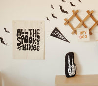 IMANI COLLECTIVE Halloween Collection Skeleton Peace Sign Pillow in black - item - view 4