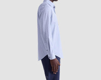 Bugatchi Uomo Mosaic Tiles 8 Way Stretch Shirt in sky - men's shirt - detail view