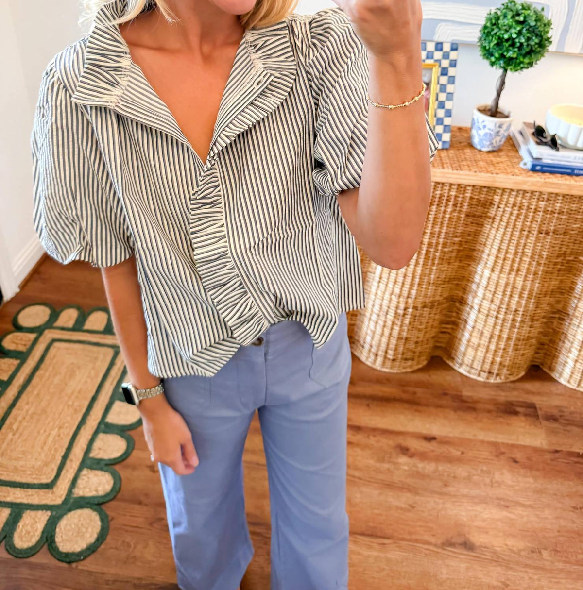 &Merci - Patch Pocket Wide Leg Cropped Pants