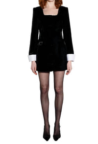 Alberto Audenino Karl Mini Dress in black velvet - women's dress