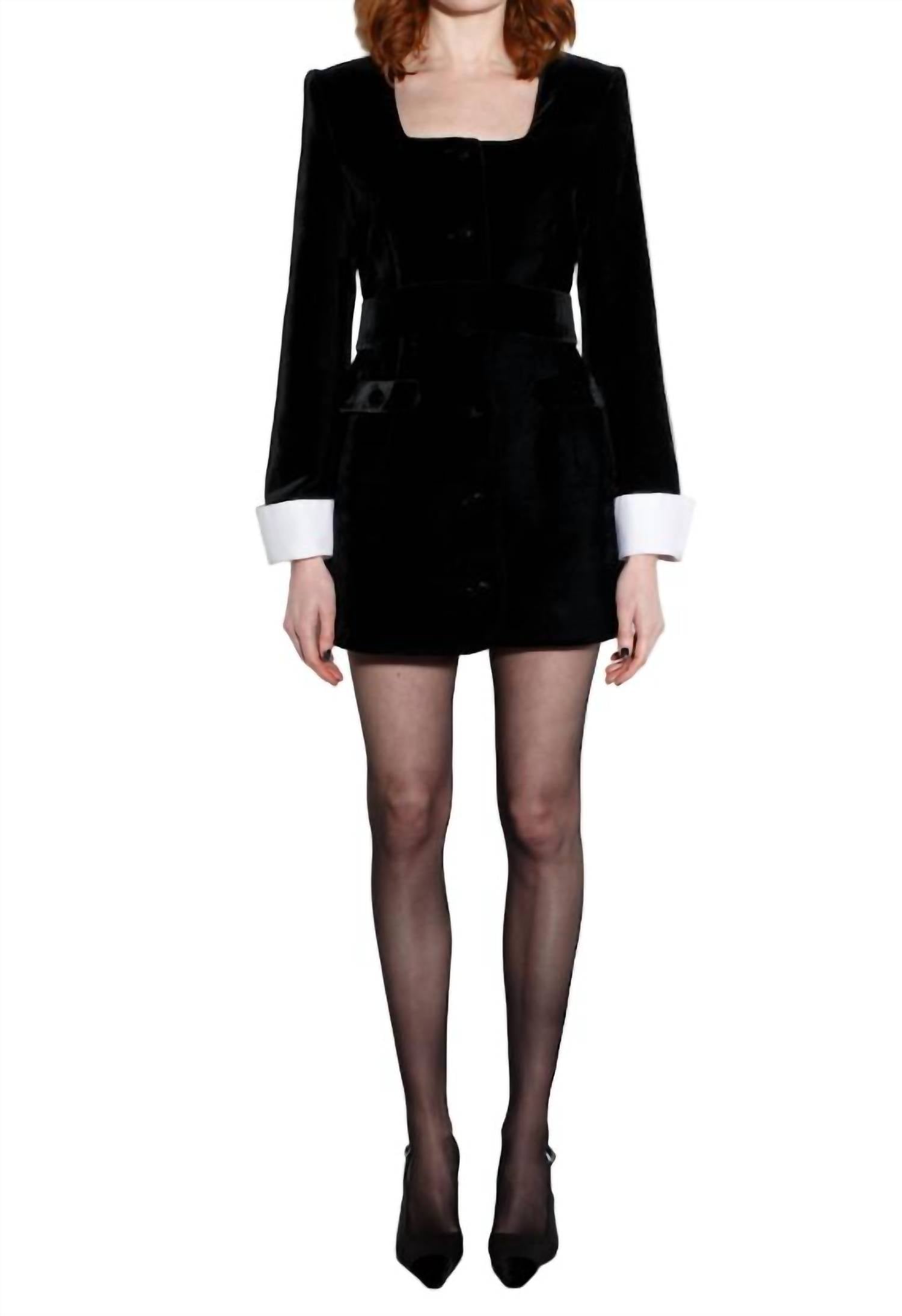 Alberto Audenino Karl Mini Dress in black velvet - women's dress