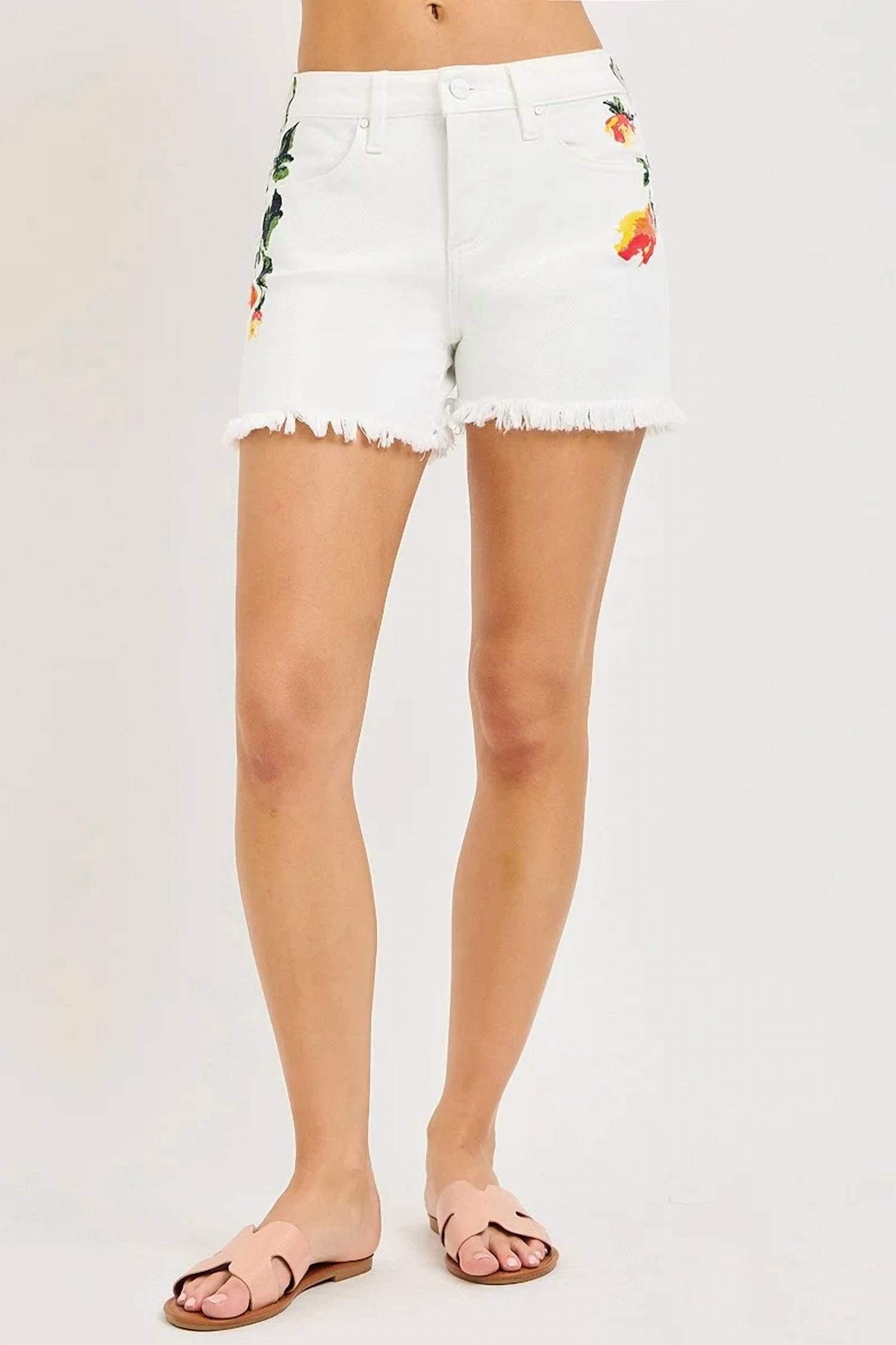 Risen - Farrah Floral Denim Shorts