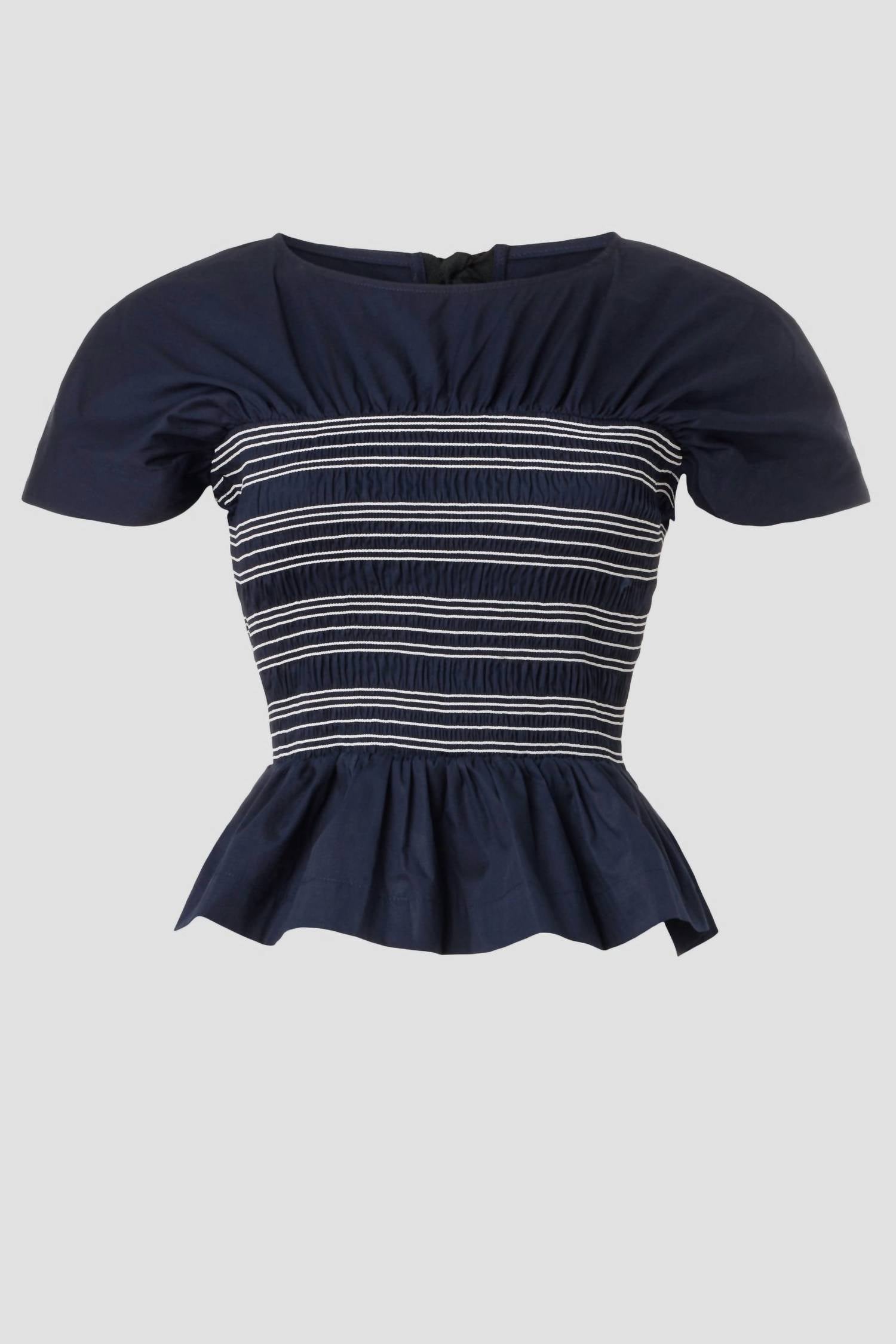 Peter Som - Ruffle Smocked Short Sleeve Blouse