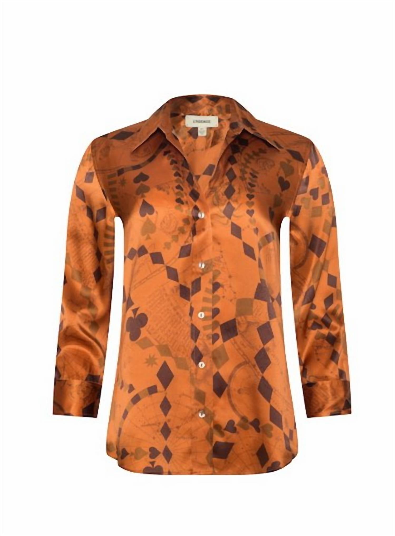 L'Agence - Dani Playing Card Geo Silk Blouse