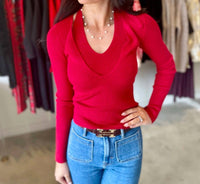 heartloom Twyla Top in red - women's long sleeve top