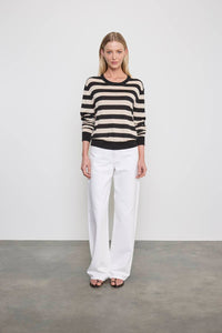 Enza Costa - STRIPE SILK KNIT CREW TOP