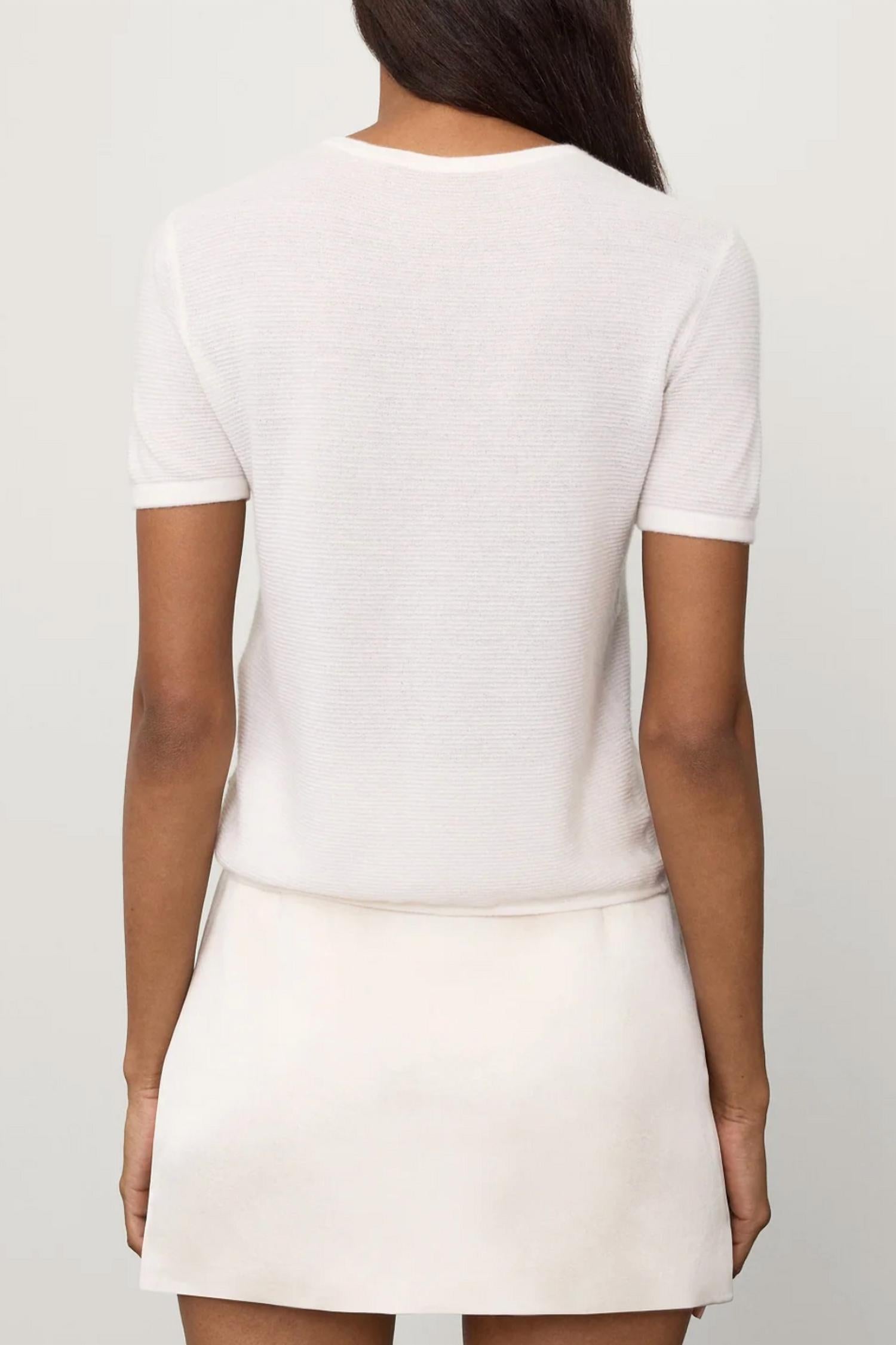 LISA YANG Ira Short Sleeve T-shirt in ivory - women's t-shirt - detail view