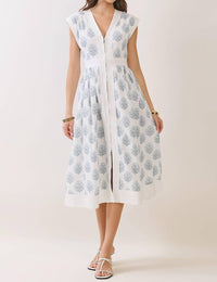 Tcec - Floral Print Zipper Front Midi Dress