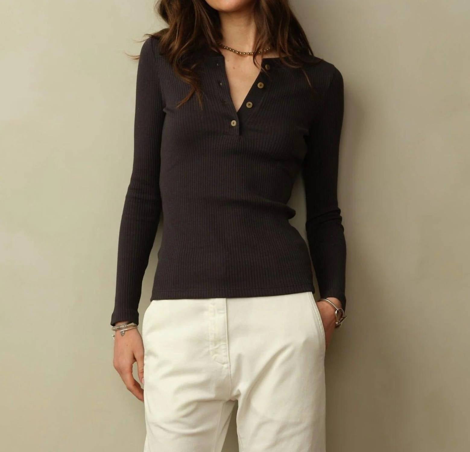 Road To Nowhere - Tasman Ribbed Henley Top