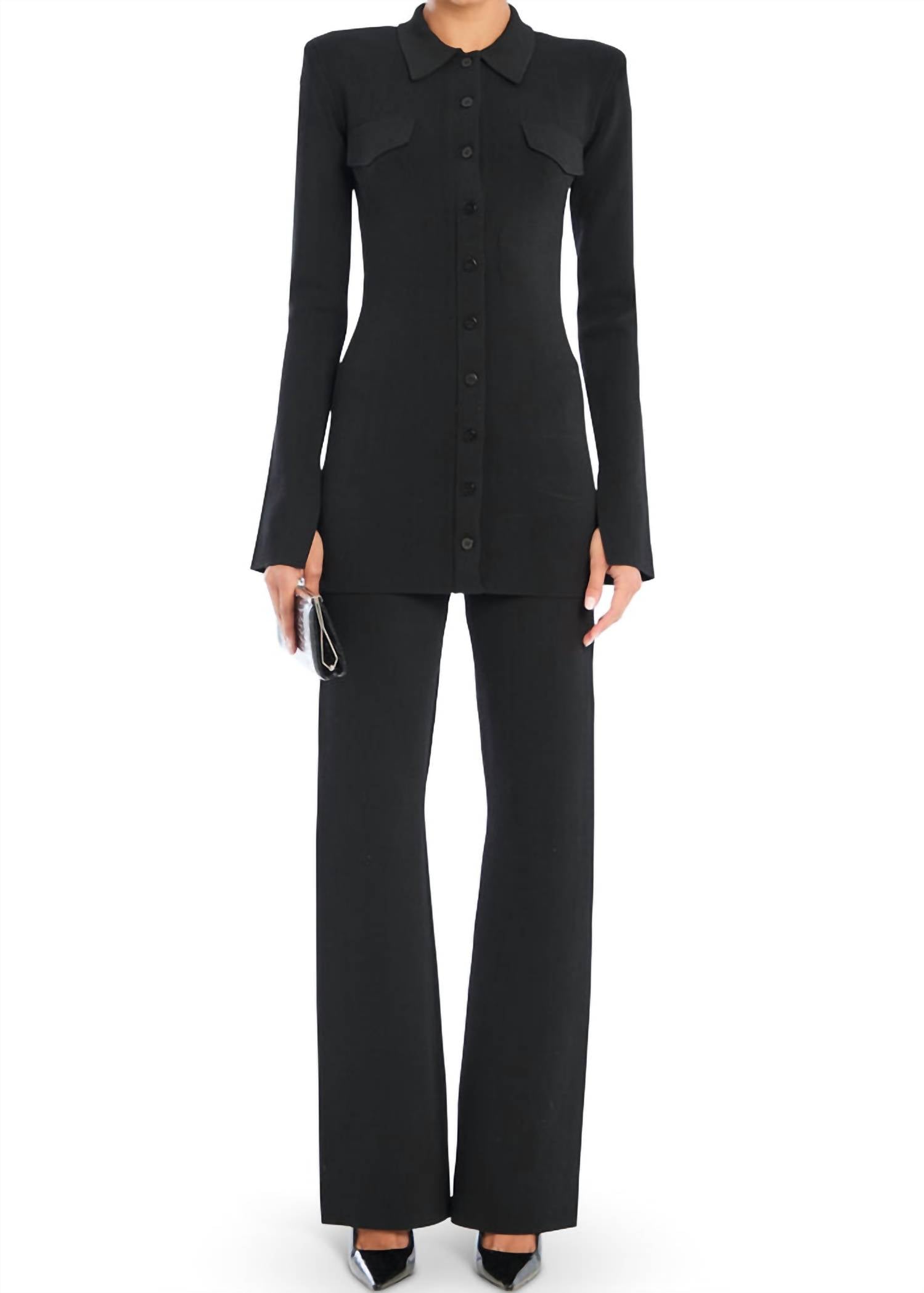 SER.O.YA Cleer Mid-rise Flare Pant in black - women's pants