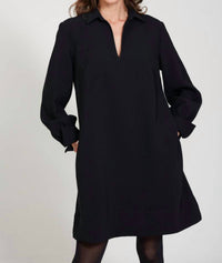 0039 Italy - V-neck Open Collar Dress