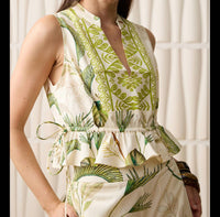 Aylaya Curaçao Peplum Top in palm forest - women's shirt - detail view