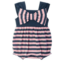 Lemon Loves Layette - Baby Girls' Nautical Bow Bubble Romper