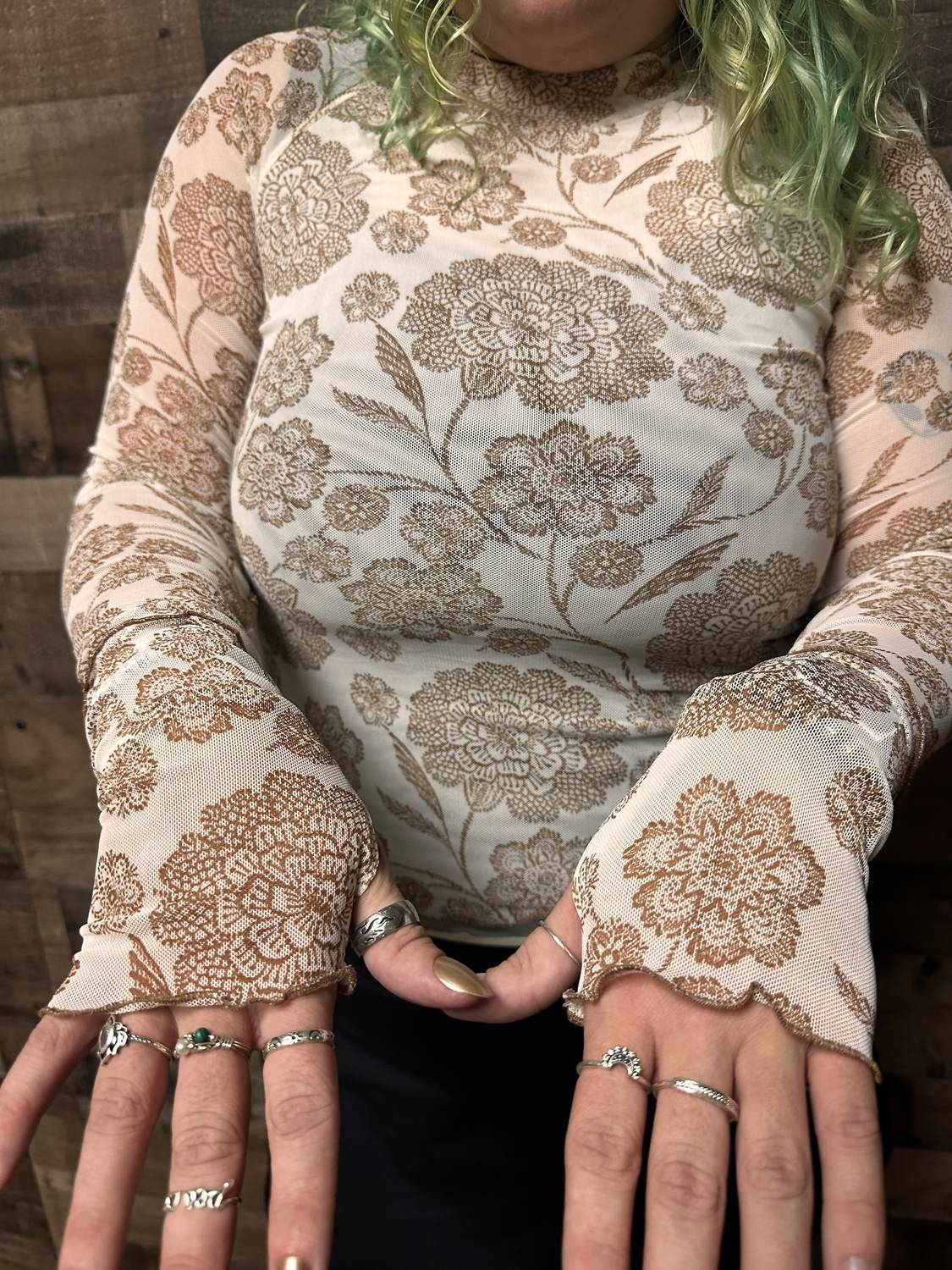 Promesa - Joelle Mesh Floral Print Top