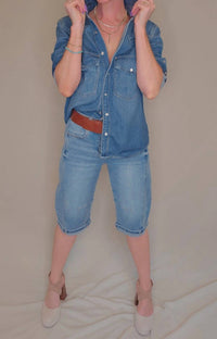 Risen - Mid Rise Fit Barrel Long Cuffed Shorts