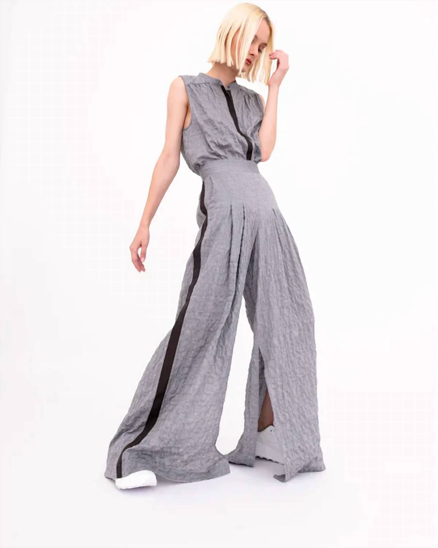 Elaine Kim - Braxton Textured Cotton Wide Leg Pants