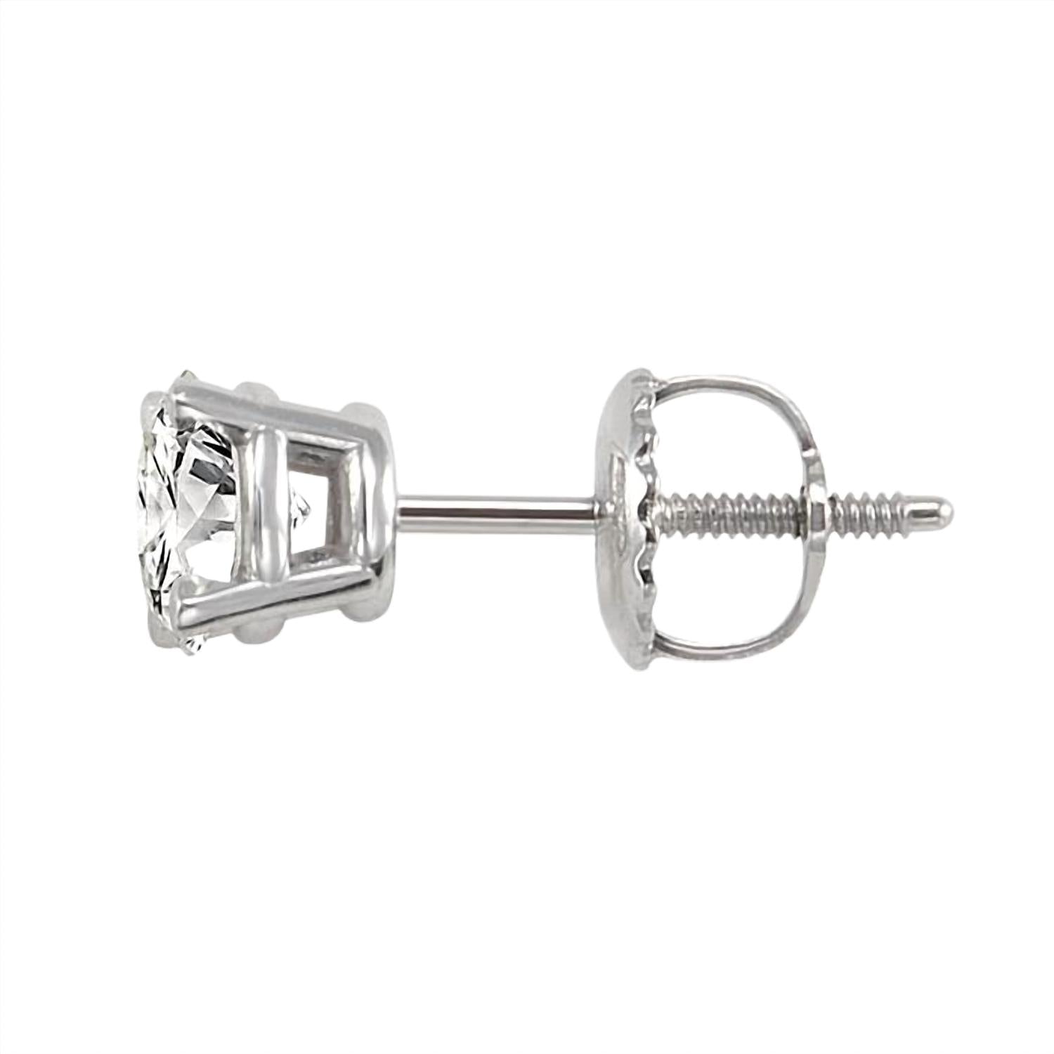 Aamiaa - 1.00 Carat Natural Diamond Round Brilliant Stud Earrings