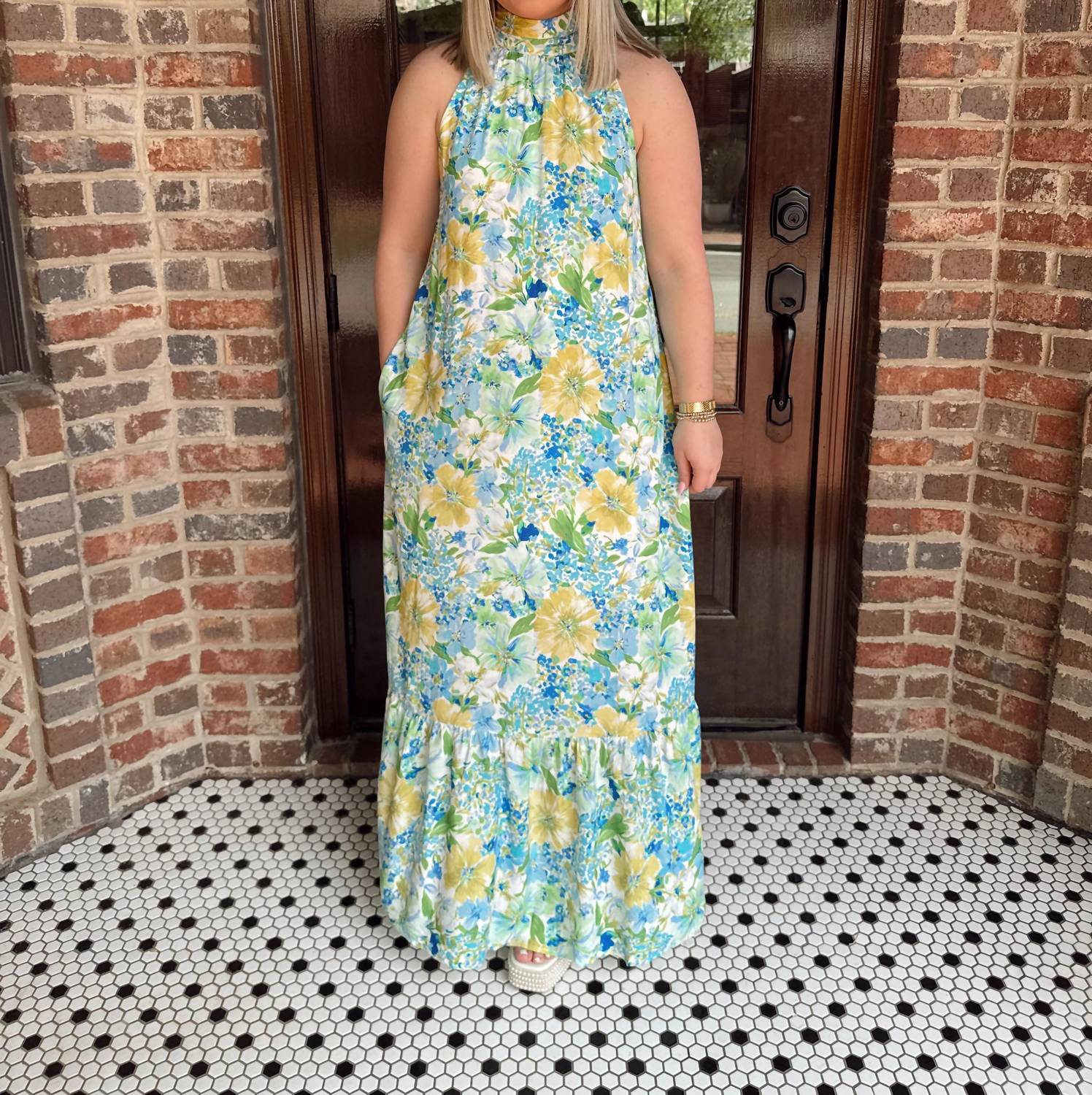 Entro - Oceanside Halter Mock Neck Maxi Dress