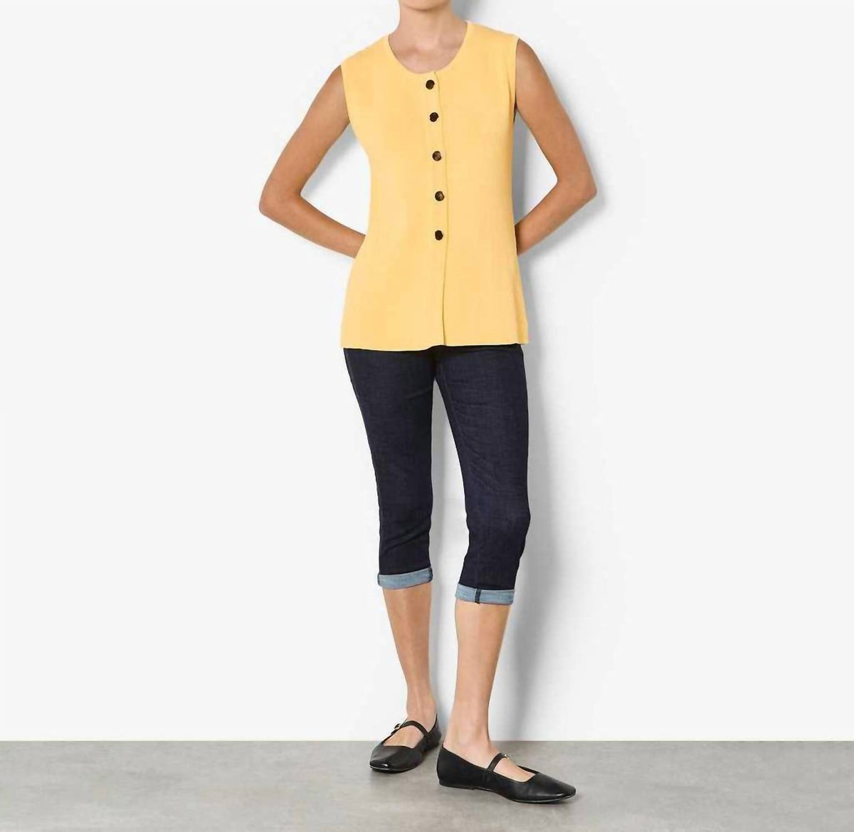 Apricot - Press Stud Sleeveless Top