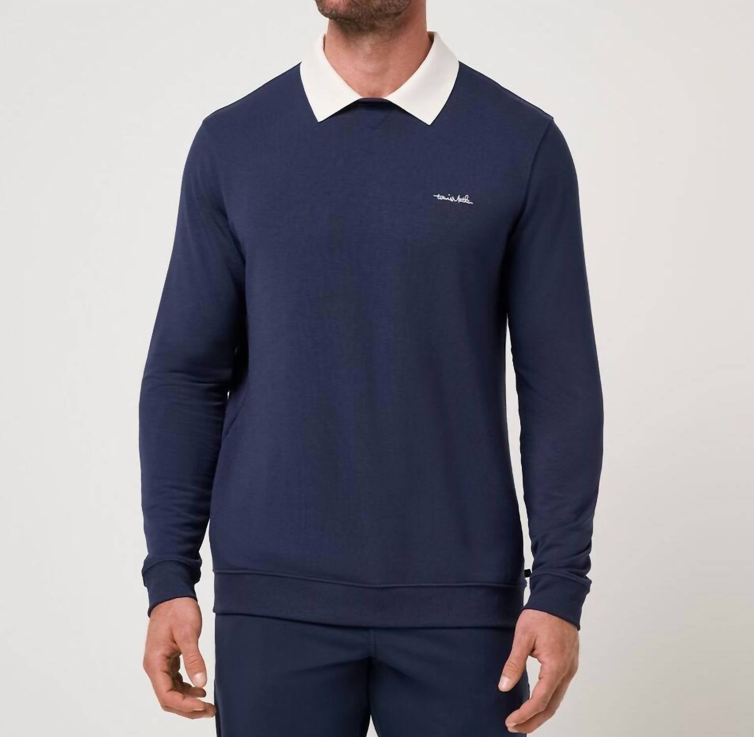TravisMathew Amenities Collar Crew Sweatshirt in total eclipse - men's shirt