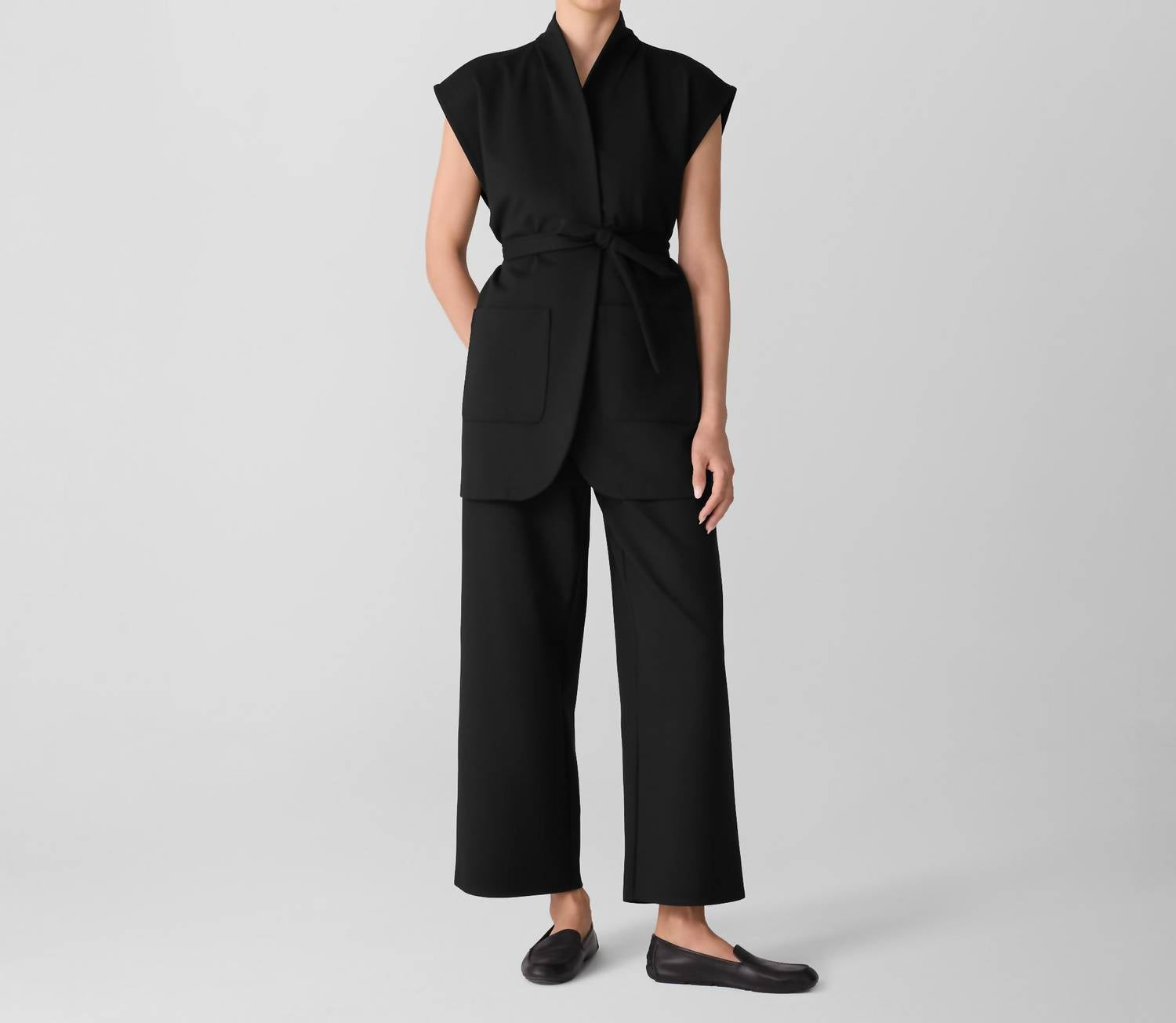Eileen Fisher - Women's High Collar Long Vest