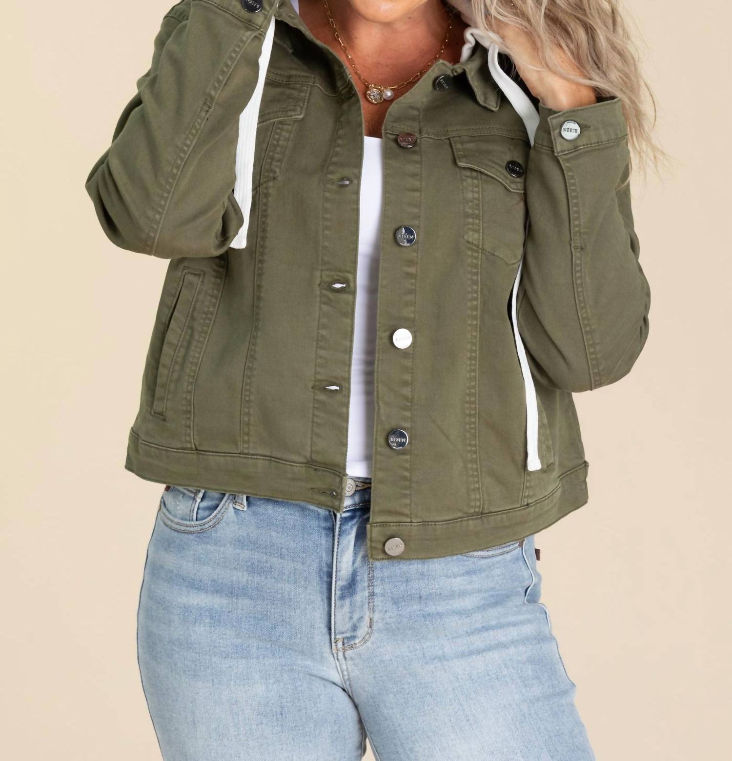 Risen - Denim Jacket With White Removable Hood