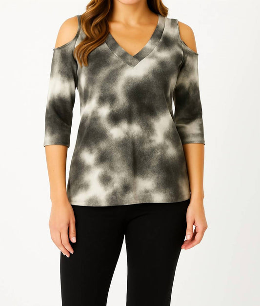 French Kyss - Soft Stretch Tie Dye V Neck Top