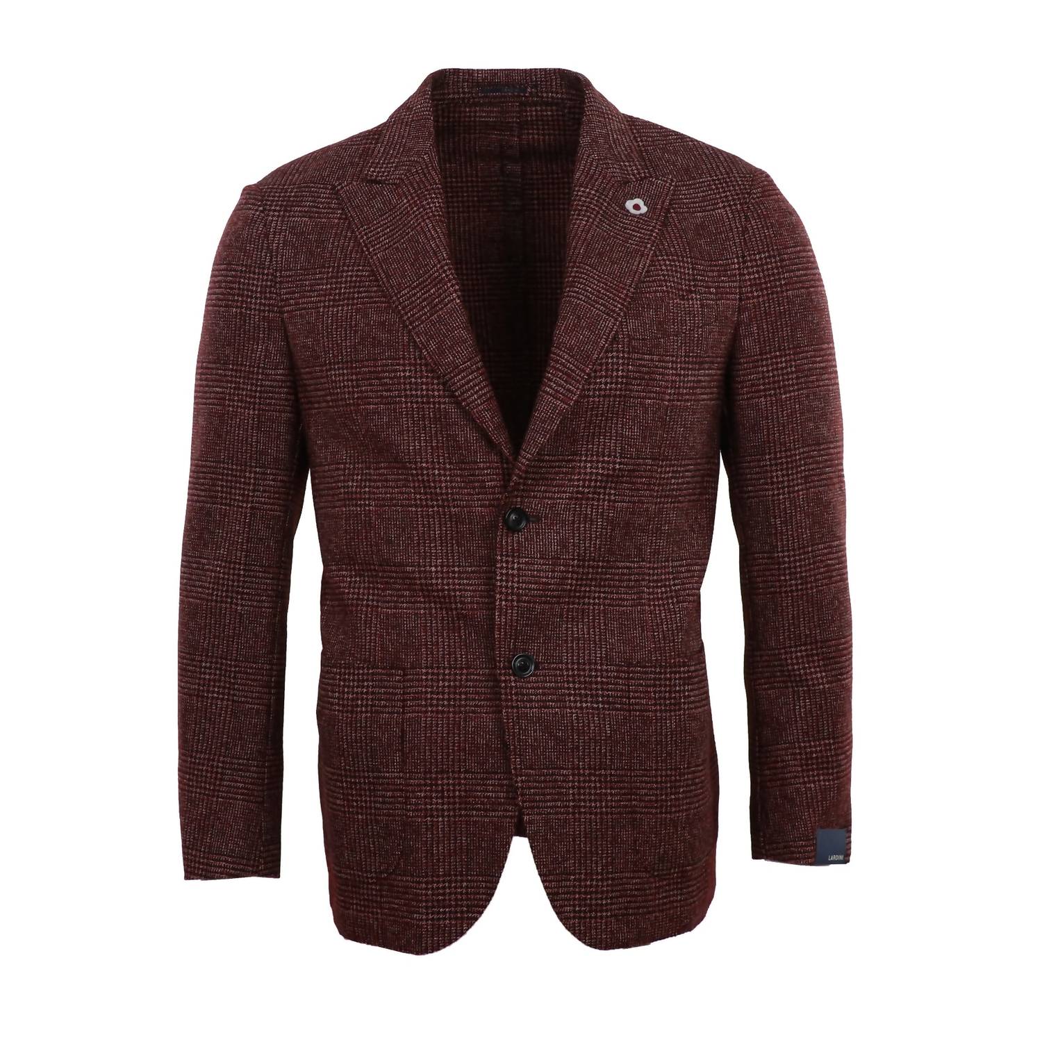 Lardini - Men's Burgundy Plaid Stretch Blazer