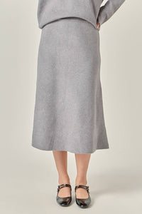 English Factory Knit Midi Skirt in grey - women's skirt - alternate view
