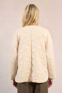 MOLLY BRACKEN Embossed Heart Quilted Jacket in off white - women's jacket - detail view