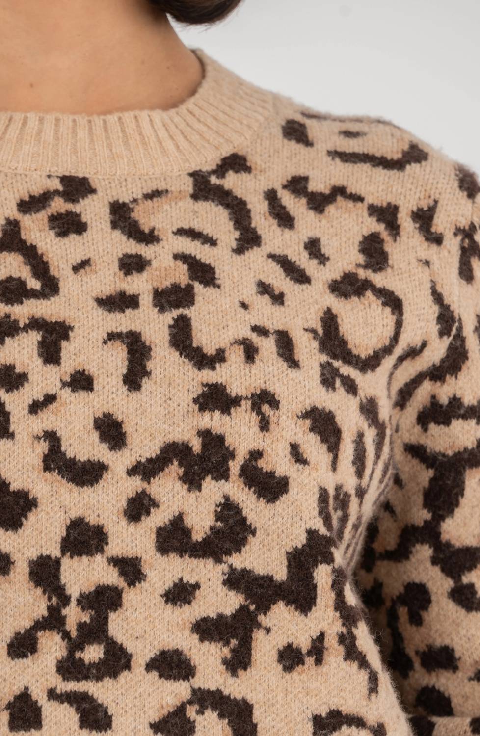 KUT FROM THE KLOTH Gisela Animal Print Pullover Sweater Top in beige brown - women's sweater - alternate view