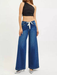 Risen - Elastic Waist Band Mid-rise Pintuck Jean