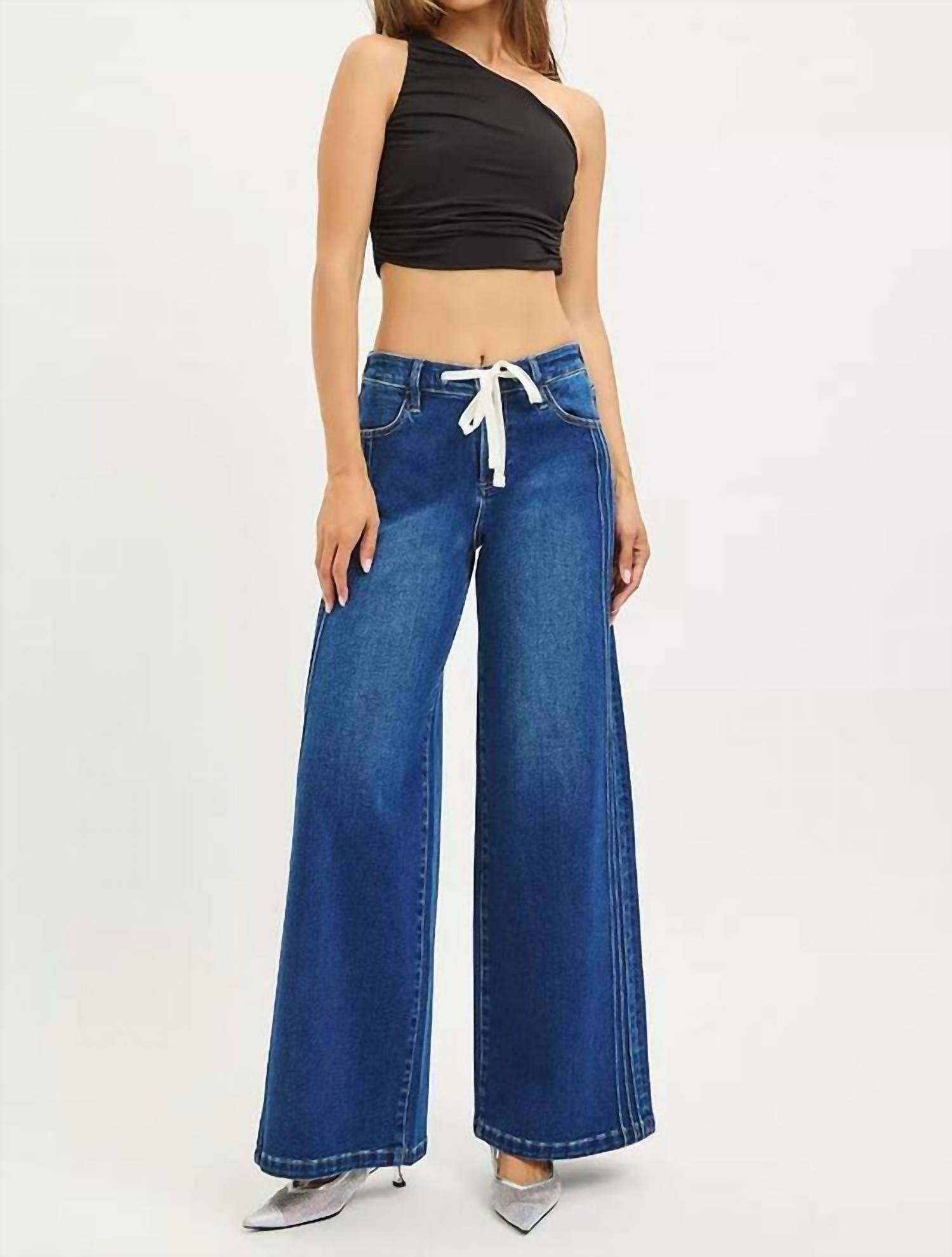 Risen - Elastic Waist Band Mid-rise Pintuck Jean