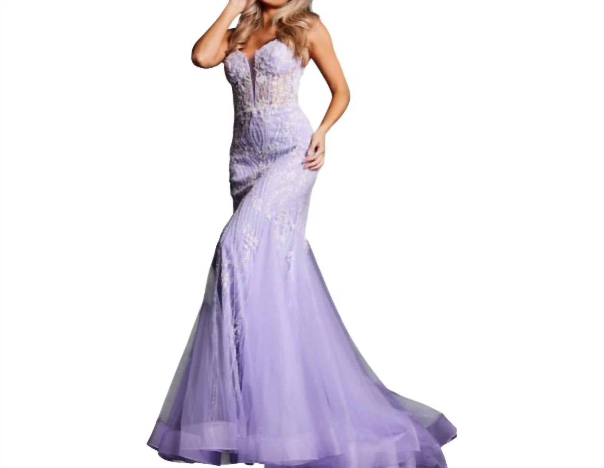 Jovani - Floral Embroidered Mermaid Gown
