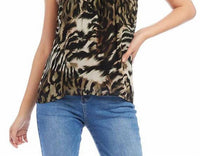 Karen Kane - Annie Animal Print Georgette Halter Neck Sleeveless Top