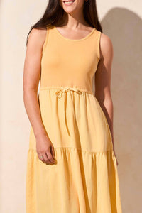 Tribal - Mixed Media Tiered Midi Sleveless Dress