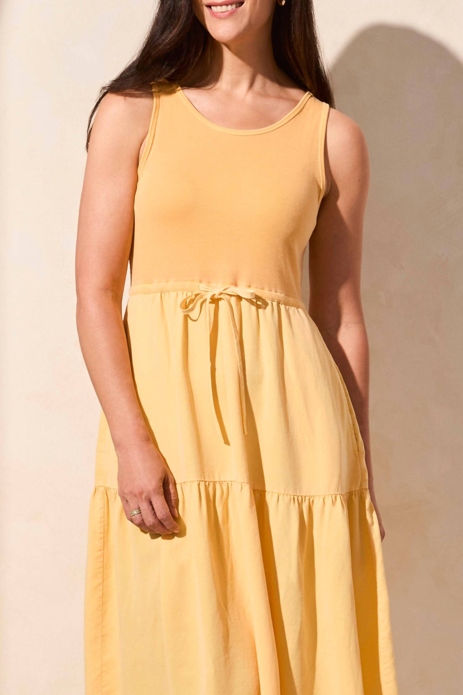 Tribal - Mixed Media Tiered Midi Sleveless Dress