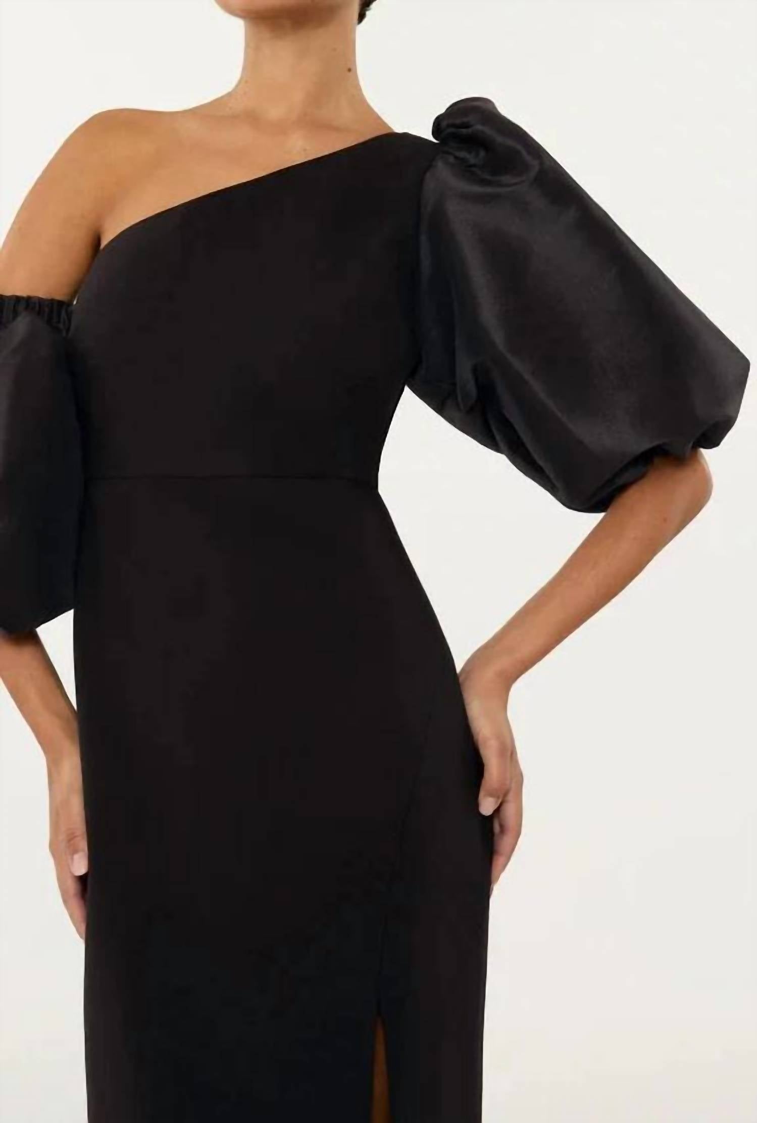 Likely - Natasha One Shoulder Puff Sleeve Gown