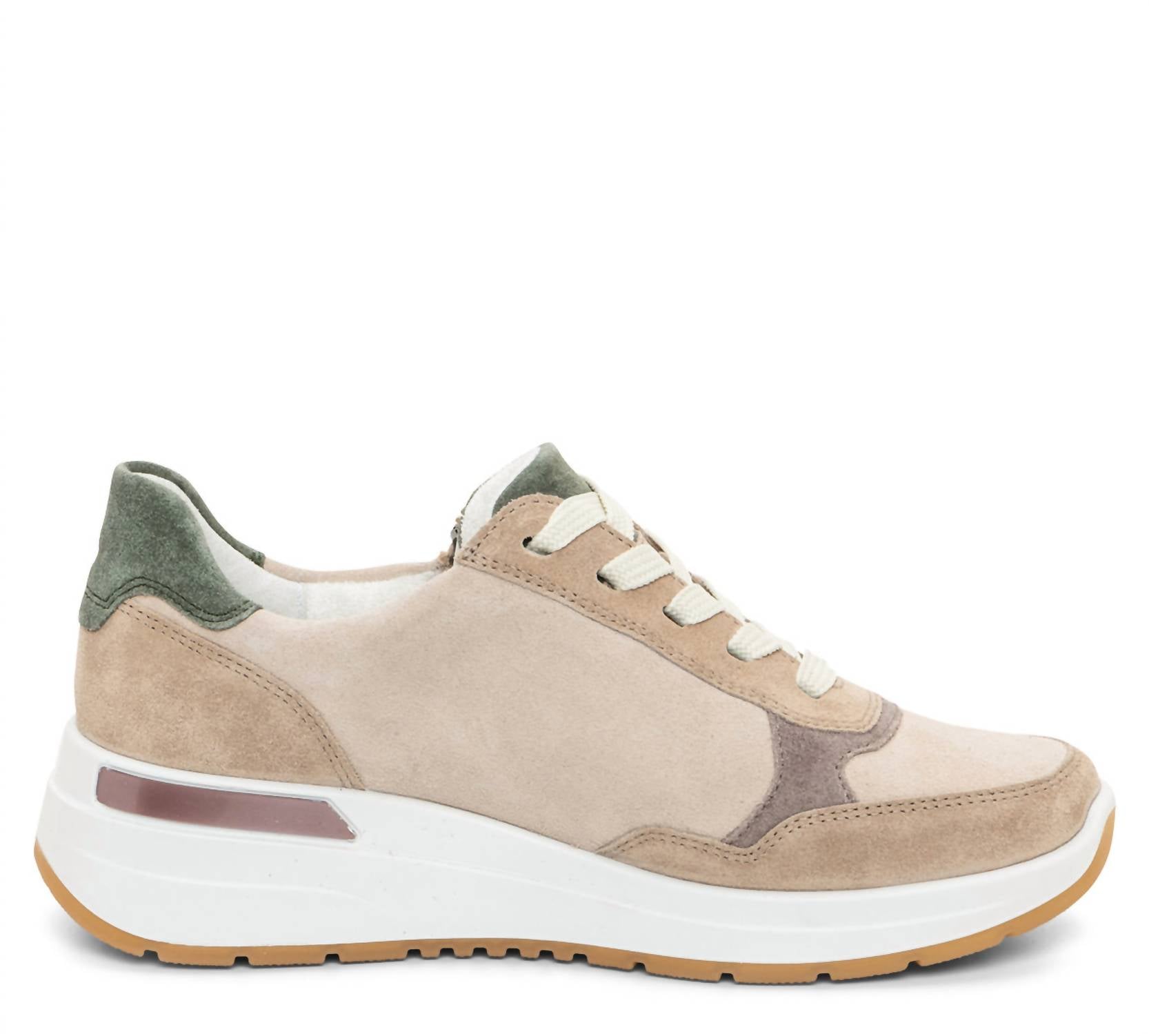 Ara - Women's Side Zip Multi-Color Mixed Material Wedge Sneaker