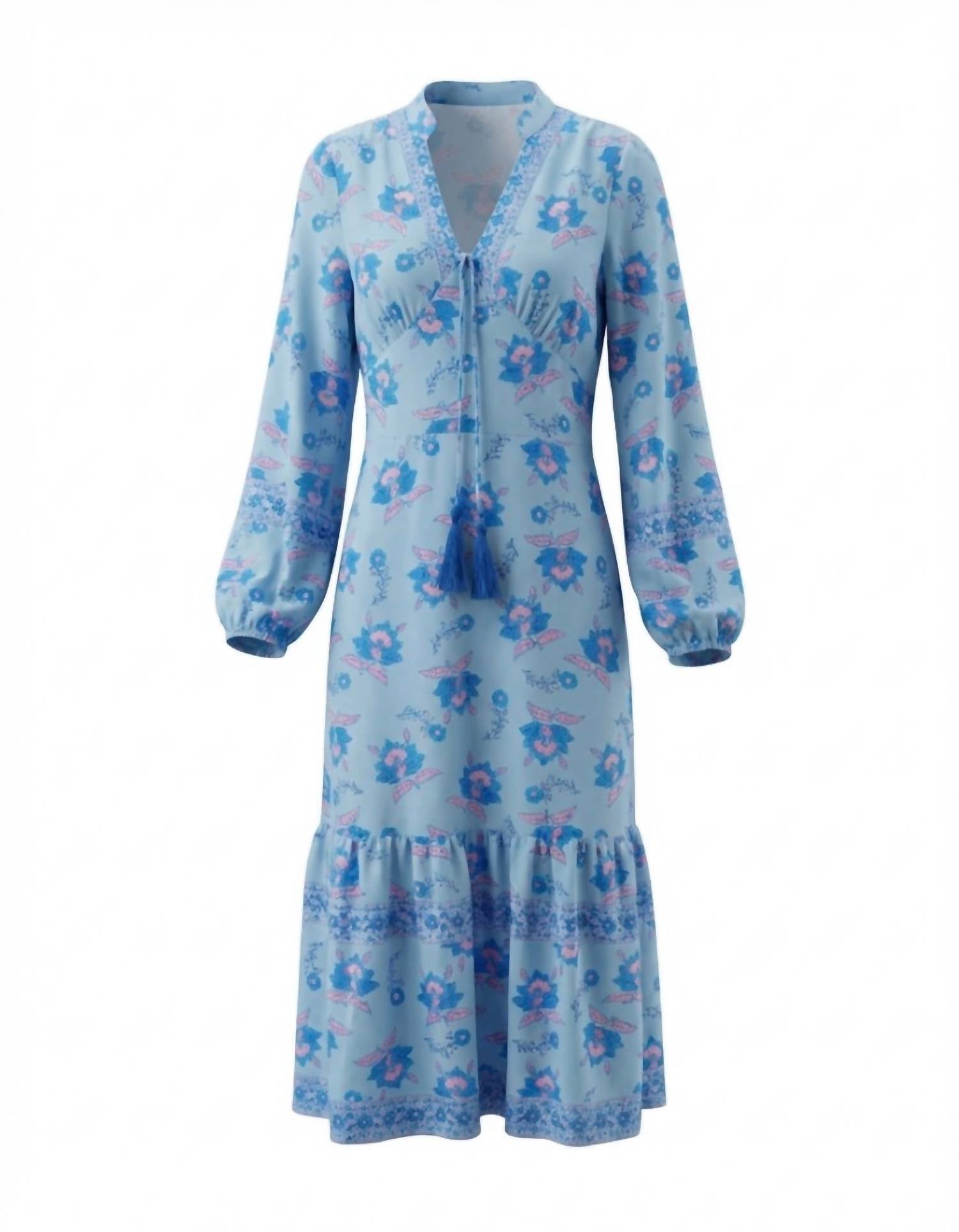 Sunny Spirit - Women's Long Sleeve Floral Maxi Dress