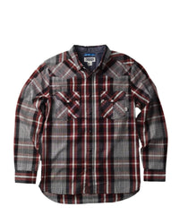 3BIRD Men's Ranchester Long Sleeve Shirt in black horizon plaid - men's shirt