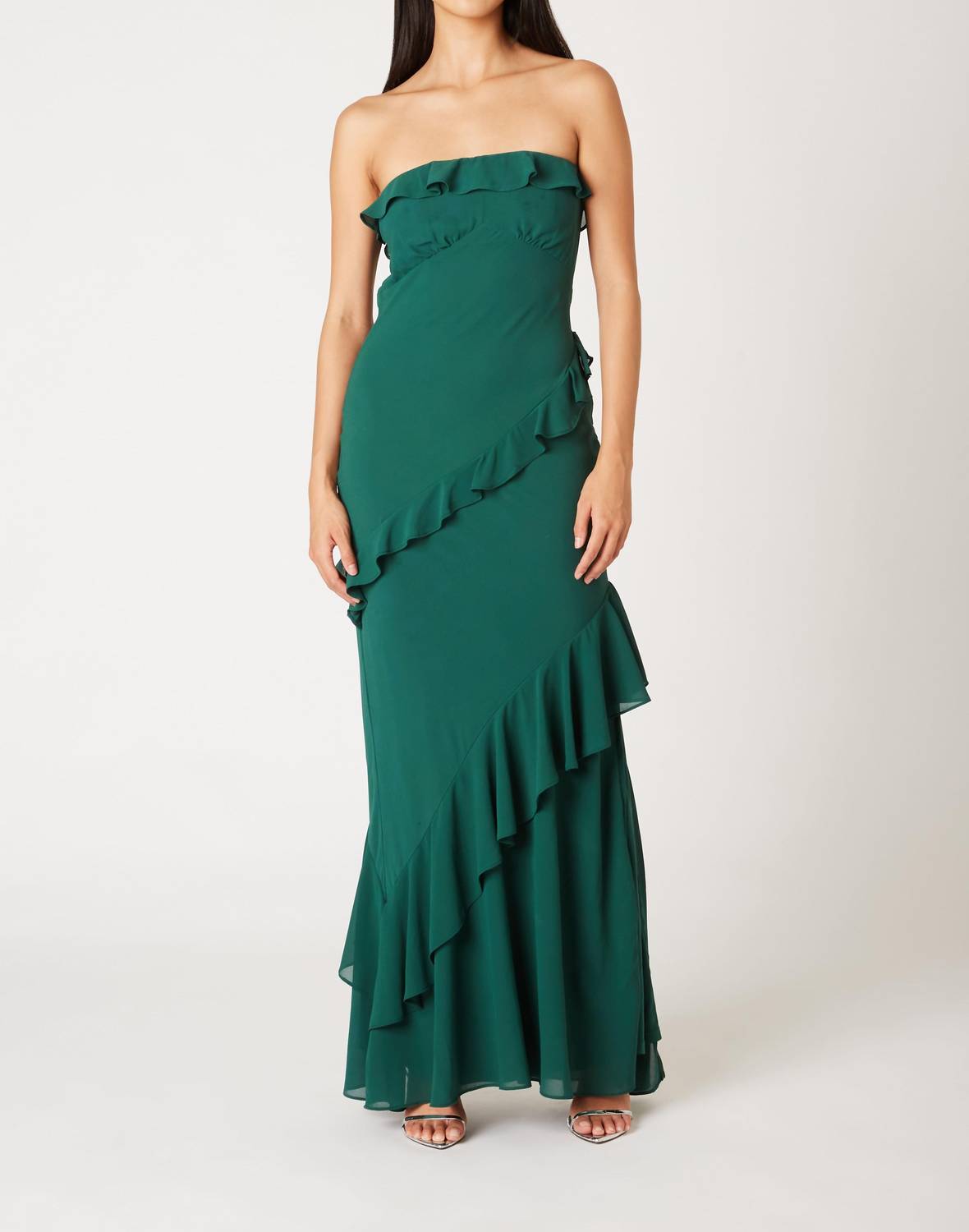 Cotton Candy La - Strapless Ruffle Tiered Maxi Dress