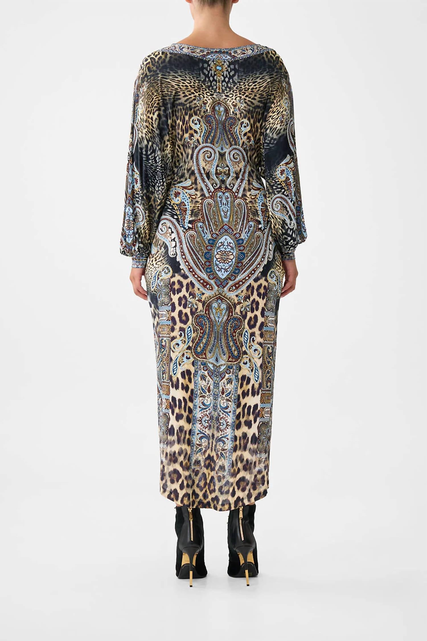 Camilla Twist Front Dress in istanbul animalia - women's dress - detail view