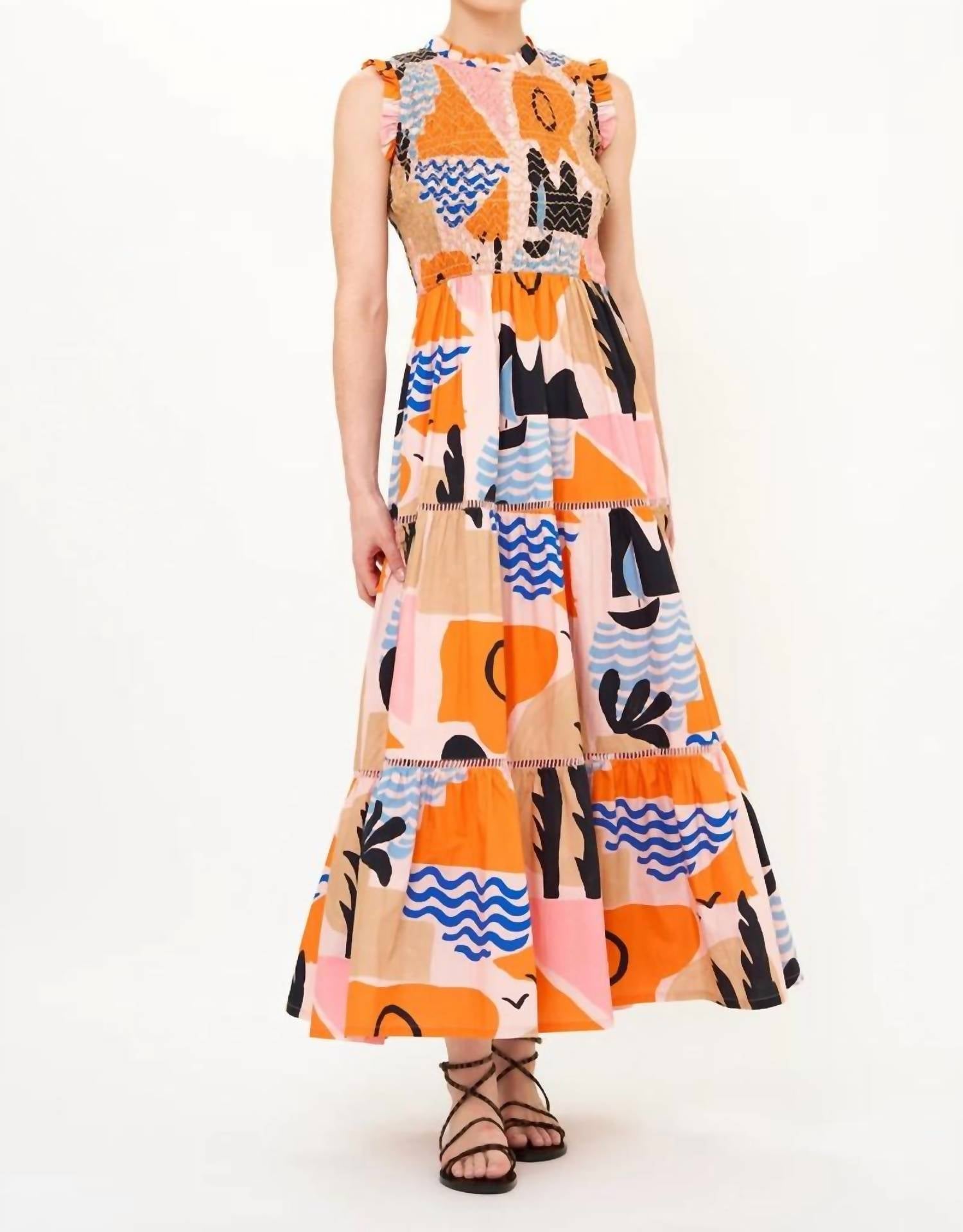 Oliphant - Sleeveless Smocked Maxi Dress