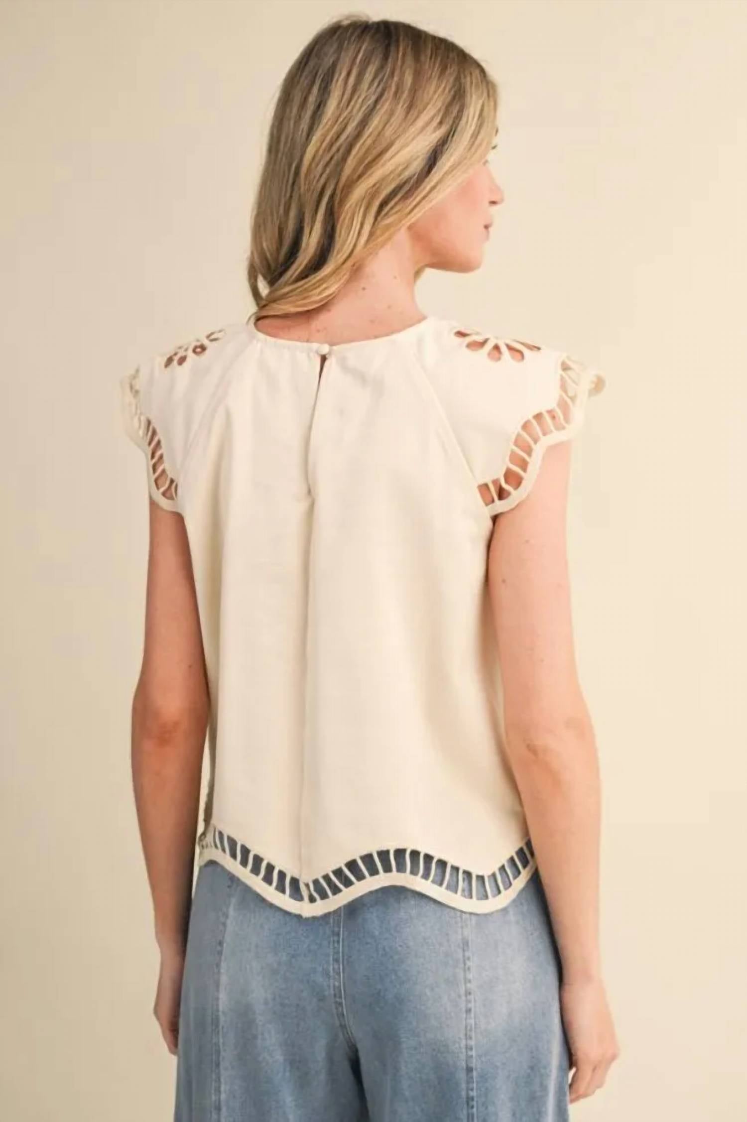 En Merci - Embroidered Cut Out Blouse